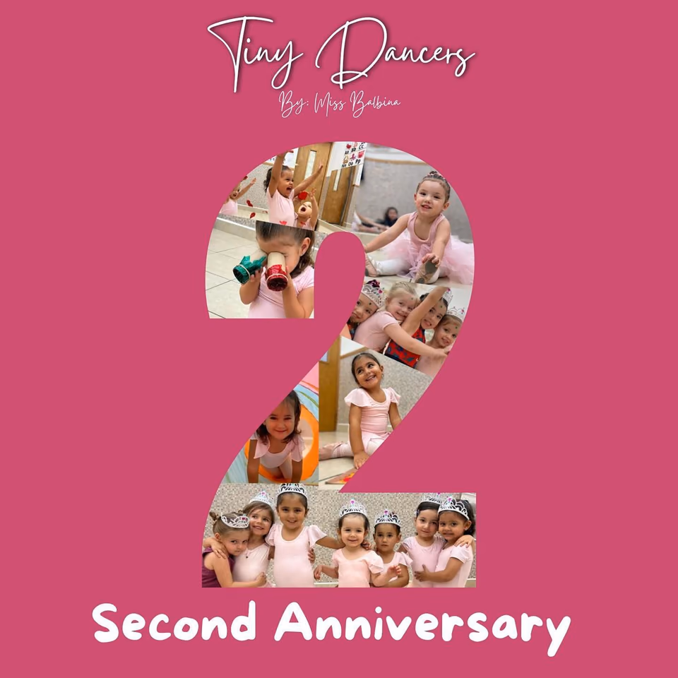Collage oficial del aniversario 2 de Tiny Dancers, con fotografías de las pequeñas bailarinas